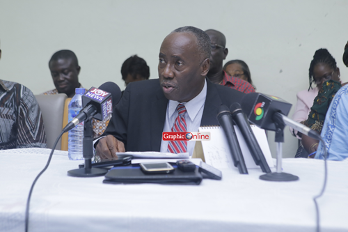 Prof Anthony Sallar addressing the press conference