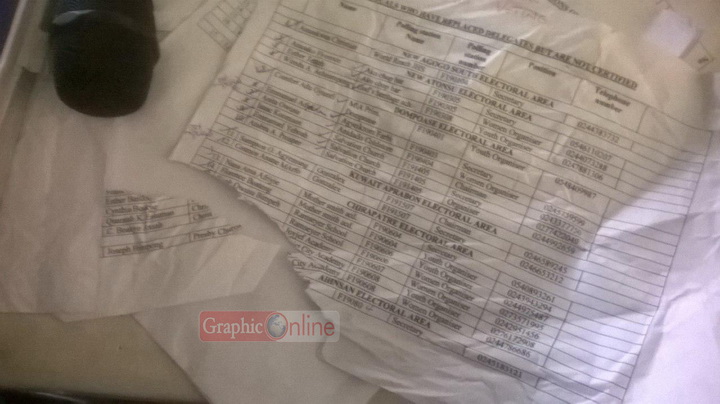 The delegates list which was torn in the struggle between Kofi Jumah and the EC officials