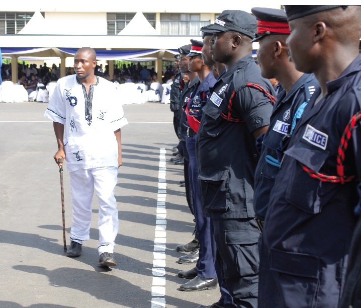 Lance Corporal Samuel Agbogla, who lost his left leg, while providing security to passengers was recently honoured by the Police Administration