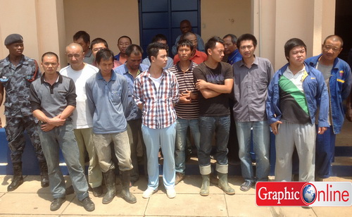 Under arrest: A number of Chinese nationals nabbed for illegal mining operations in Ghana