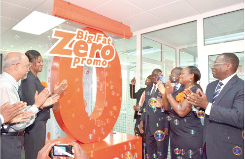 Mr William Panford  Bray, Board Chairman, Fidelity Bank (4th right), and other officials of the bank launching the promotion.