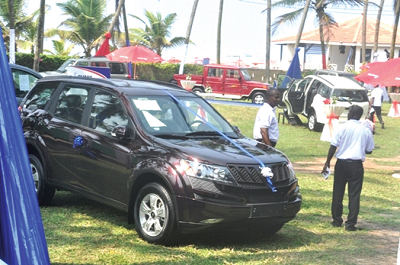 One of the Mahindra cars that were outdoored.