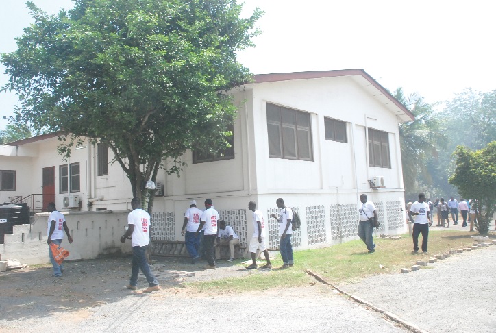 Some NDC youth at the premises of the bungalow at Ridge in Accra.