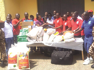 • Members of ESBECAN and some of the officers of the Nsawam Female Prison after the presentation. 