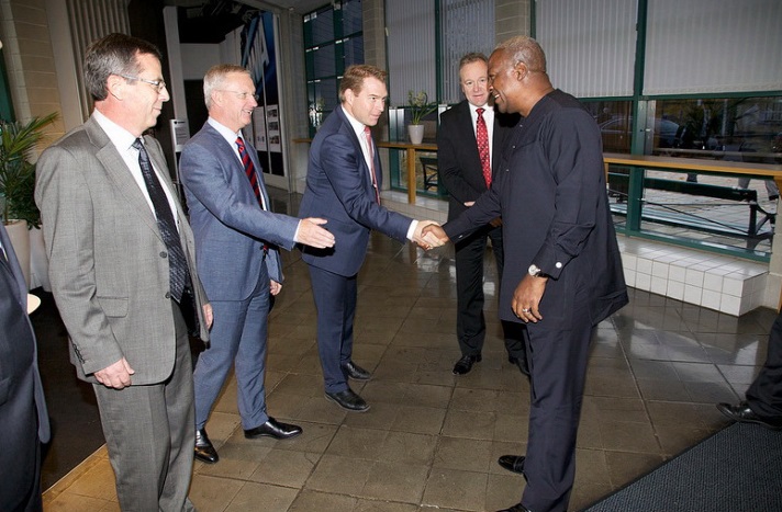 Senior Mangement officials of Scania welcoming Prez Mahama to their premises