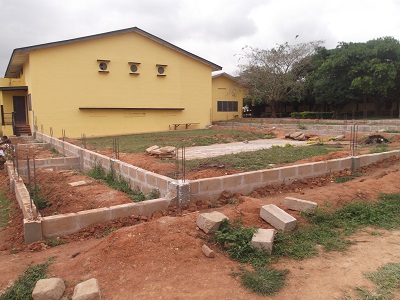 The dining hall expansion project under construction.