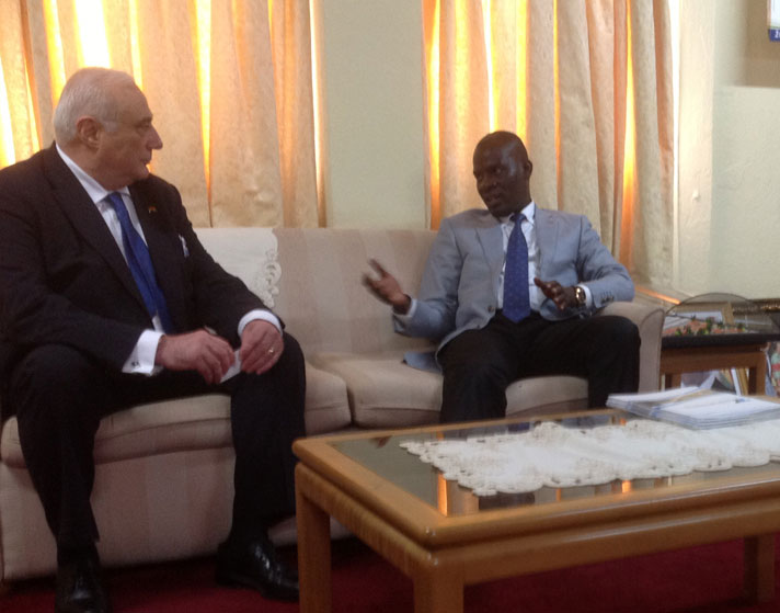 Mr Ozkan in a discussion with Haruna Iddrisu (R) during the visit to Ghana