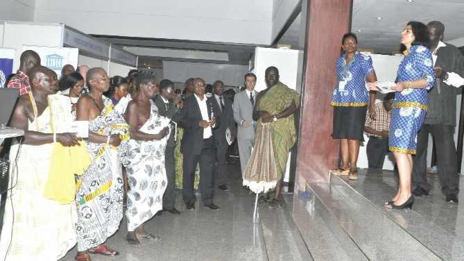 Ms Ruby Sandhu-Rojon (right), the UN Resident Coordinator in Accra, addressing the participants at the launch of the United Nations Website in Accra.