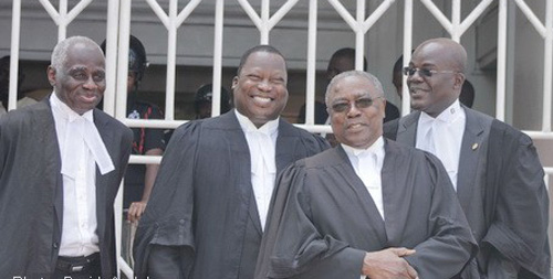 From left: Tsatsu Tsikata (Counsel for third respondent); Philip Addison, Counsel for Petitioners; Quarshie Idun; Counsel for second respondent; Tony Lithur, Counsel for first respondent