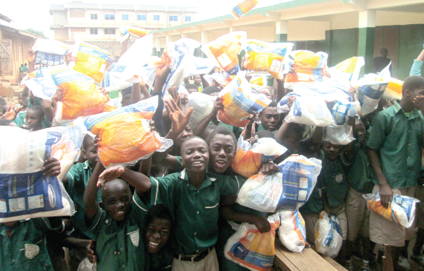 Some of the pupils displaying their bednets.
