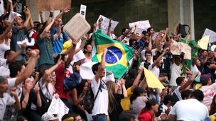 In Rio de Janeiro bonfires were lit in the streets