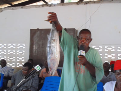 A local fisherman making a point at the meeting
