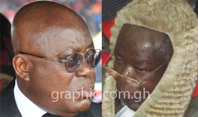 Nana Addo Dankwa Akufo-Addo (L) and Justice Francis Yaonasu Kpegah 