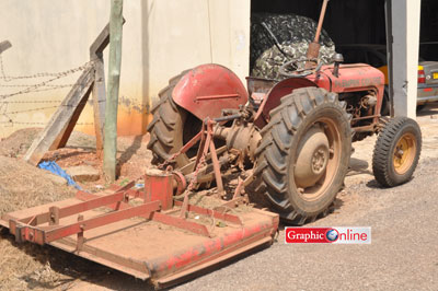 The mower attached to a tractor that killed the BECE candidate
