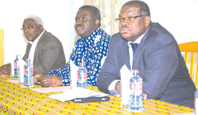 Samuel Sackey (L), Director of Institute of Applied Science and Technology, Prof John Gyapong and Prof Ernest Aryeeteym Pro-Vice Chancellor and Vice Chancellor of University of Ghana
