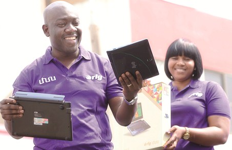 Uhuru brand Ambassador - Kojo Oppong Nkrumah and a lady, display the new product