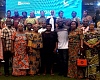 Sina Kamagate (5th from right), Executive Head of the Retail Banking Department at GCB, and some dignitaries with the market queen mothers and some traders