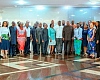 President John Dramani Mahama (arrowed) with members of the Federation of Associations of Ghanaian Exporters after the event