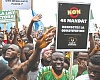 The protesters marching with placards