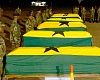 The coffins of the crash victims draped in the national flag