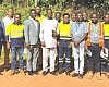 Wilbert Petty Brentum (3rd from left), Western North Regional Minister, and his team with some management and staff of the Ghana Bauxite Company