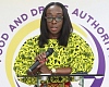 Delese Mimi Darko (inset), Chief Executive, Food and Drugs Authority, addressing the meeting. Picture: ELVIS NII NOI DOWUONA