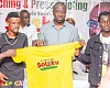 Nana Agyei Baffour Awuah (middle), MP for Manhyia South, with some constituents unveiling  a T-shirt for the Soloku festival at the launch