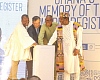 Dr Clement Apaak (2nd from right), Deputy Education Minister, with Edmond Moukala (right), UNESCO Representative to Ghana; Yoshimoto Hiroshi (2nd from left), Japan Ambassador to Ghana, and Osman Tahidu Damba (left), Secretary‑General of the Ghana Commission for UNESCO, launching the Ghana Memory of World Register Picture: CALEB VANDERPUYE