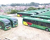 Some Aayalolo buses parked at a terminal in Accra