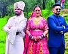 Pradeep (left) and Kapil Negi (right) with their bride, Sunita Chauhan (centre)