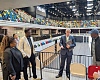 Kofi Adams (right), Minister of Sports and Recreation, being briefed by a facility management expert during an official tour of key sporting facilities in the UK