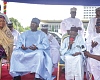 Dr Mahamudu Bawumia (2nd from left), former Vice-President, with Samira Bawumia (left), his spouse, and Issifu Seidu (right), Minister of State in Charge of Climate Change and Sustainability, listening as Sheikh Umar Ibrahim Imam (2nd from right), National Imam of Ahlussuna Wal Jamaa-Ghana, addresses the audience. Picture: Caleb Vanderpuye