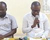 Dr Josephat A. Nyuzaghl (right), Upper West Regional Director of Health Services, addressing the media
