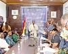 Mohammed Mubarak Muntaka (arrowed), Minister for the Interior, swearing in the newly inaugurated governing board of the Gaming Commission of Ghana