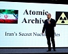 Benjamin Netanyahu presents material on Iran’s purported nuclear program in Tel Aviv on April 30 2018. Sebastian Scheiner/AP