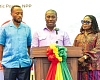 Alexander Afenyo-Markin (middle), Minority Leader, addressing the press conference. With him are Patricia Appiagyei (right), Deputy Minority Leader, and Jerry Ahmed Shaib (left), Second Deputy Minority Chief Whip   