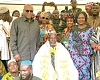 President John Dramani Mahama (left), and Vice-President Prof. Naana Jane Opoku-Agyemang, with Gonja King Yagbonwura Bii-Kunuto Jewu Soale I  (middle) and other dignitaries during his visit to the Jubilee House