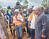 President John Mahama (right), being taken through the ongoing Ghana Education Trust Fund (GETFUND) New Targeted and Emergency Projects (NTEmP) at the Sunyani Senior High School (SHS).
