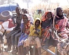 Displaced people riding an animal-drawn cart, following attacks by the rebel RSF on the Zamzam displacement camp, North Darfur, Sudan