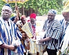 Naba Asigri Abugrago Azoka II (middle),  Bawku Naba, being ushered into the meeting 