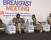 Prof. Kester Quist-Aphetsi (2nd from left), Chair, National Cyber  Intelligent and Cyber Defence Research Project, addressing the Graphic Business/Stanbic Bank breakfast meeting. Picture: ELVIS NII NOI DOWUONA 