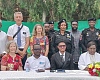 Dr Francis-Xavier Kojo Sosu (seated 2nd from right), Member of Parliament for the Madina Constituency, Adoboe Bright  Atawiah Kwami (4th from right), President of Freedom Aid Ghana, and others after the event
