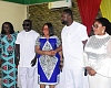Linda Obenewaa Akweley Ocloo, Greater Accra Reional Minister congratulating Ing. Paul Afotey Quaye, MCE, Krowor Assembly. With them are Dr Agnes Naa Momo Lartey (right), MP for Krowor Constituency and Gender Minister