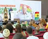 President John Dramani Mahama (arrowed), addressing  the gathering at a townhall meeting in Koforidua