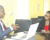 Augustine Eshollar Sagoe, an Infectious Disease Specialist and Human Identification Consultant, explains how to use DNA to identify individuals in disaster situations to Augustina Tawiah, Staff Writer of the Daily Graphic. Picture: ESTHER ADJORKOR ADJEI