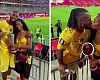 Antoine Semenyo celebrates Player of the Match award with fiancée Jordeen Buckley
