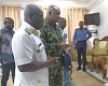 Commodore Samuel Ayelazono (left), the Flag Officer Commanding, Western Naval Command, and Air Commodore Eric Yirenkyi (middle), the Base Commander, Air Force Base, Takoradi, and Joseph Nelson, Western Regional Minister, consoling Naval Lieutenant Ewuradwoa Kumi-Kyereh 