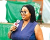 Hannah A. Amoah (inset), Editor, Junior Graphic, addressing the participants in Cape Coast