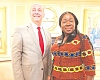 Elizabeth Ofosu-Adjare, Minister of Trade, Agribusiness and Industry, with Thomas Bruns, deputy Assistant Secretary for the Middle East and Africa