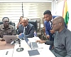 Dr Cassiel Ato Forson (right), Minister of Finance, being aided to file his tax returns. With him are Martin Kolbil Yamborigya (left), Commissioner, Domestic Tax Division, Ghana Revenue Authority, and Thomas Nyarko Ampem (2nd from left), Deputy Minister of Finance